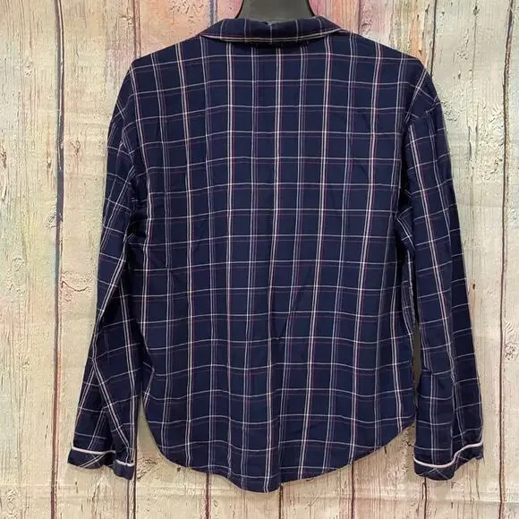 Victoria's Secret Sleepwear Womens Medium Blue Plaid PJ Top Check - Picture 3 of 4